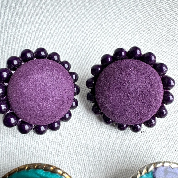 Vintage Lot of Purple Earrings 1980s - Picture 5 of 7
